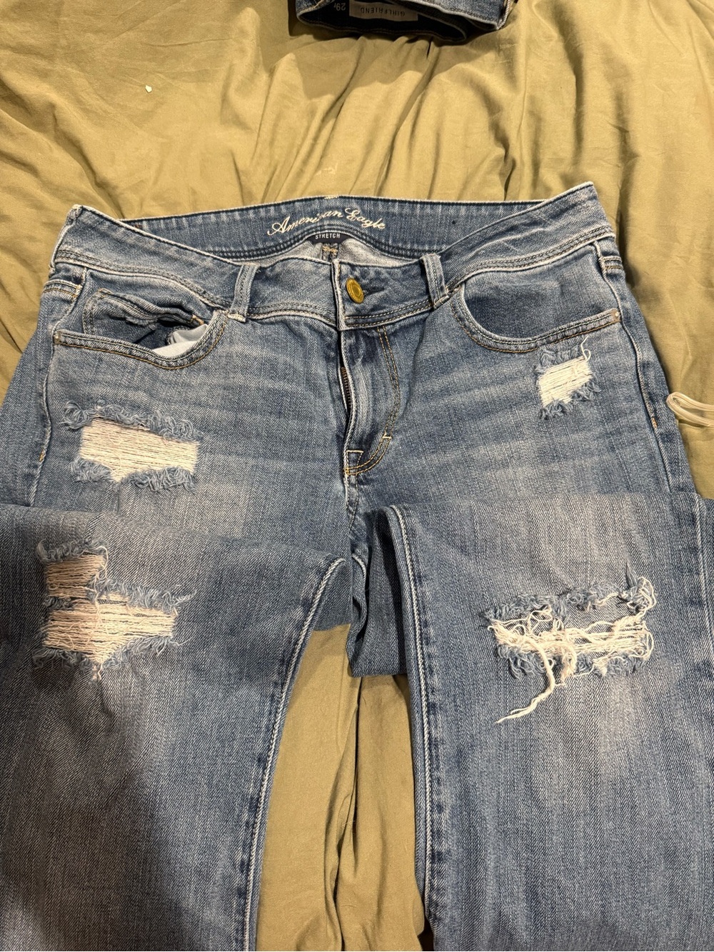 American Eagle Outfitters Distressed Light Blue Skinny Jeans